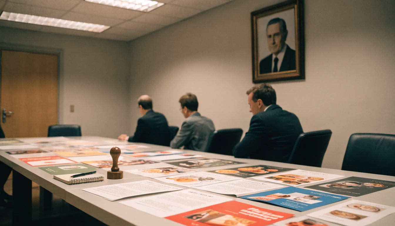 Regulatory meeting room with promotional materials